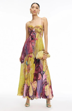 Laney Bloom Pleated Maxi Dress
