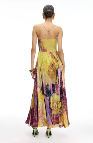 Laney Bloom Pleated Maxi Dress