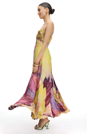Laney Bloom Pleated Maxi Dress